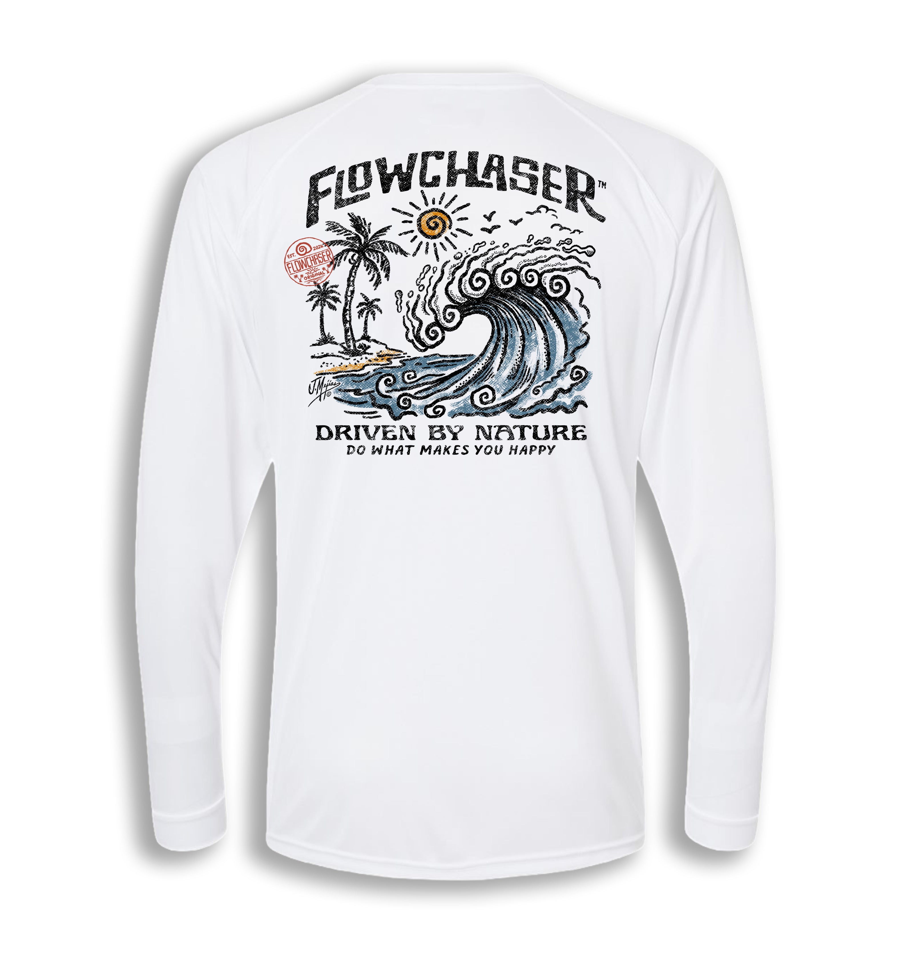 Men RIDE WITH THE WIND Performance Long Sleeve WHITE