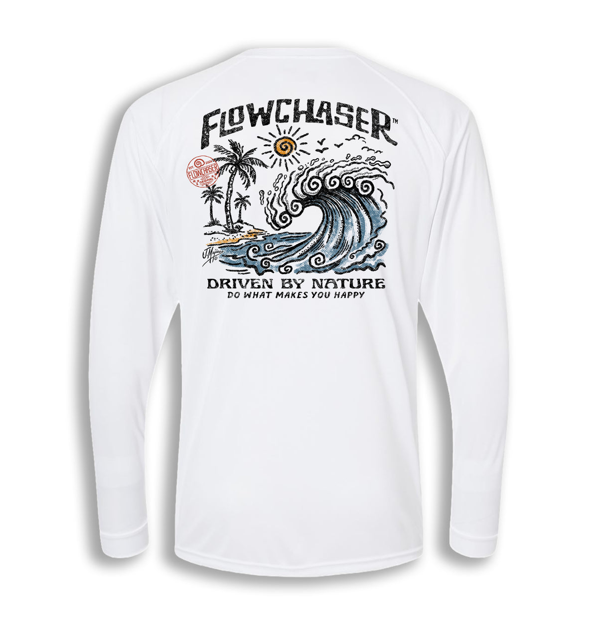 Men RIDE WITH THE WIND Performance Long Sleeve White